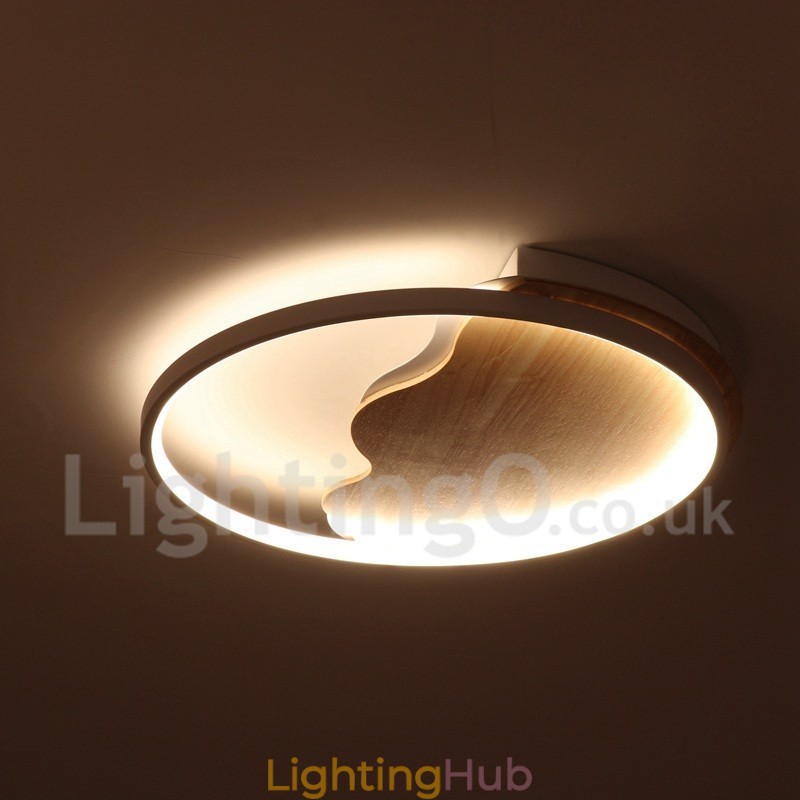 Dimmable White Cloud Round Wood Ceiling Light Ultrathin Ceiling Lamp Also Can Be Used As Wall Light
