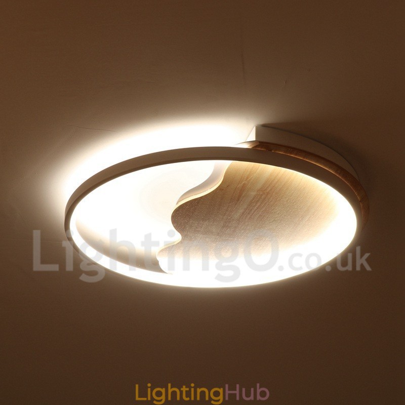 Dimmable White Cloud Round Wood Ceiling Light Ultrathin Ceiling Lamp Also Can Be Used As Wall Light