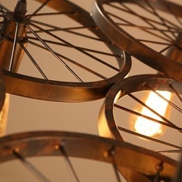 Lighting Industrial Loft Style Wrought Iron Chandelier Cafe Wheel Chandelier
