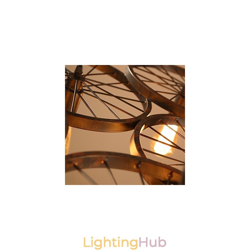 Lighting Industrial Loft Style Wrought Iron Chandelier Cafe Wheel Chandelier