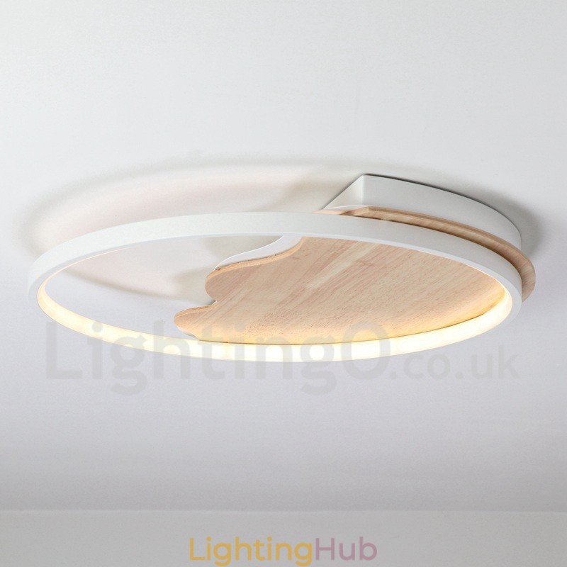 Dimmable White Cloud Round Wood Ceiling Light Ultrathin Ceiling Lamp Also Can Be Used As Wall Light