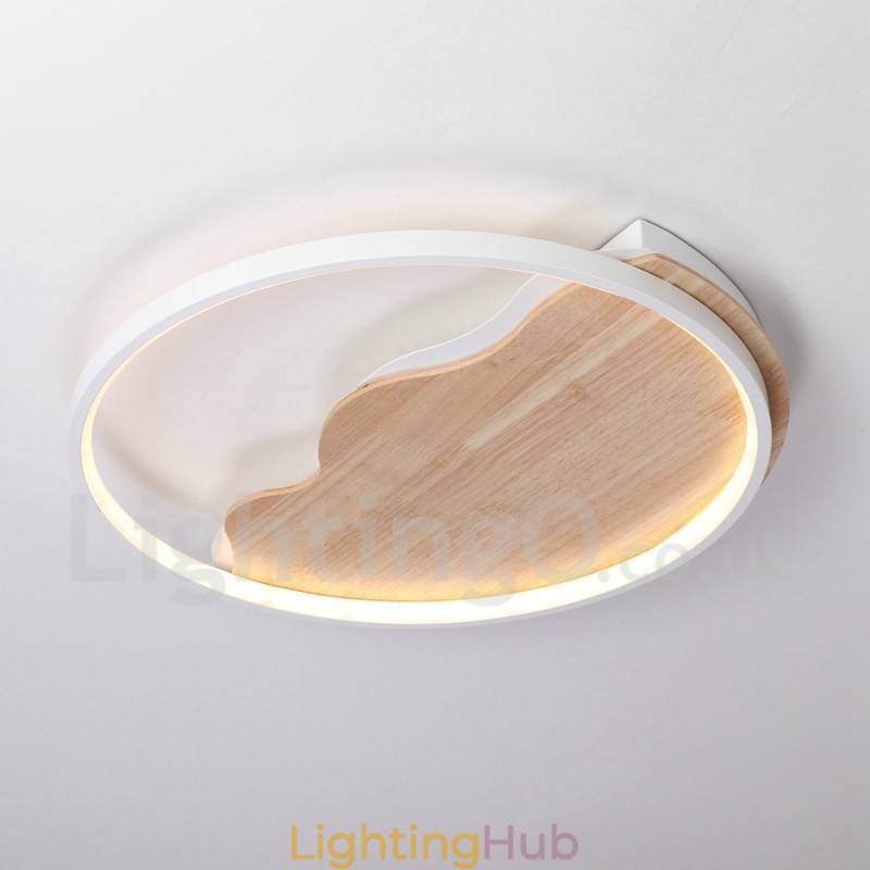 Dimmable White Cloud Round Wood Ceiling Light Ultrathin Ceiling Lamp Also Can Be Used As Wall Light