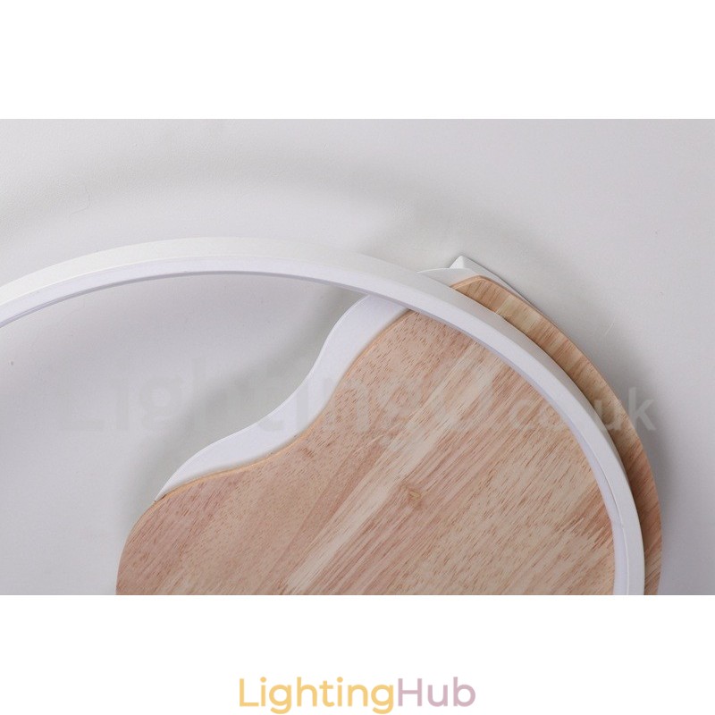 Dimmable White Cloud Round Wood Ceiling Light Ultrathin Ceiling Lamp Also Can Be Used As Wall Light