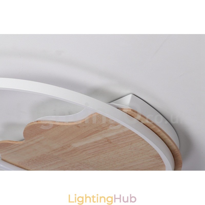 Dimmable White Cloud Round Wood Ceiling Light Ultrathin Ceiling Lamp Also Can Be Used As Wall Light