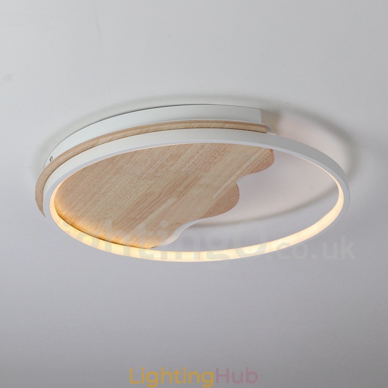 Dimmable White Cloud Round Wood Ceiling Light Ultrathin Ceiling Lamp Also Can Be Used As Wall Light