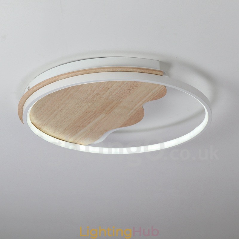 Dimmable White Cloud Round Wood Ceiling Light Ultrathin Ceiling Lamp Also Can Be Used As Wall Light
