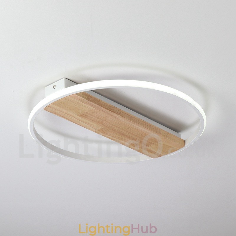 Dimmable White Round Wood Ceiling Light Ultrathin Ceiling Lamp Also Can Be Used As Wall Light