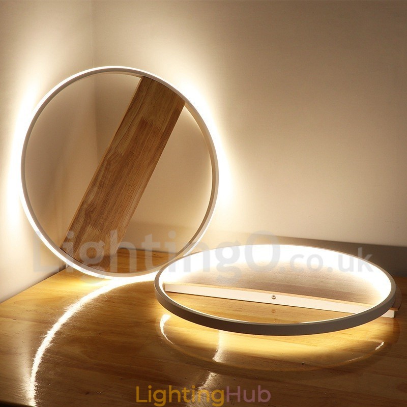 Dimmable White Round Wood Ceiling Light Ultrathin Ceiling Lamp Also Can Be Used As Wall Light
