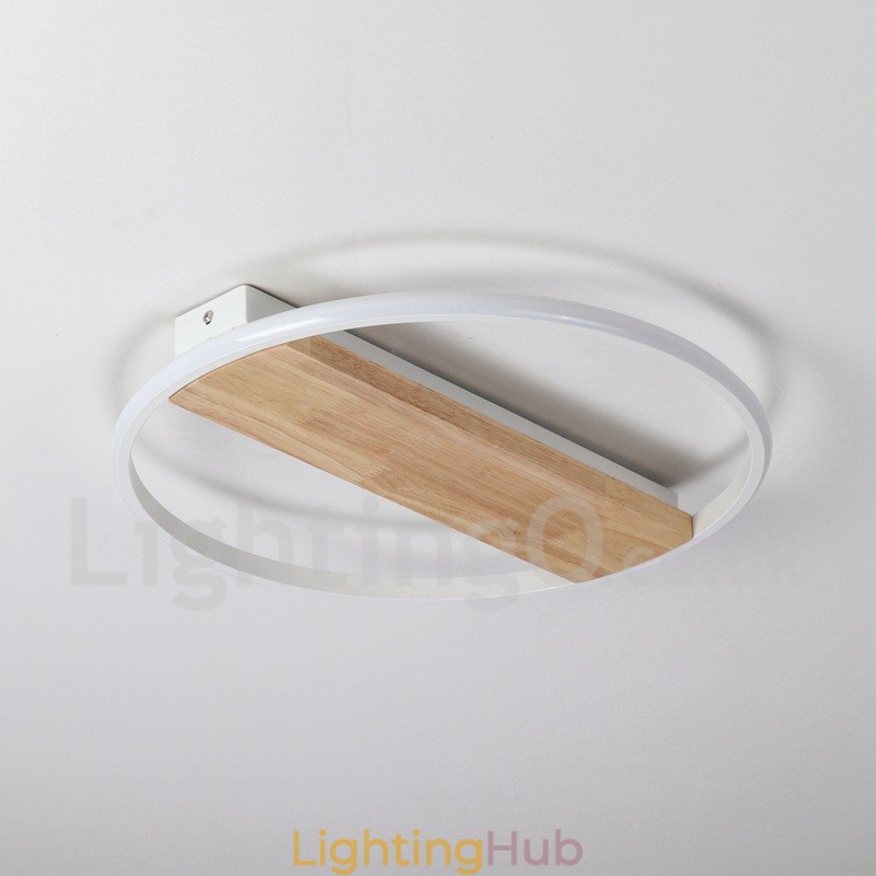 Dimmable White Round Wood Ceiling Light Ultrathin Ceiling Lamp Also Can Be Used As Wall Light