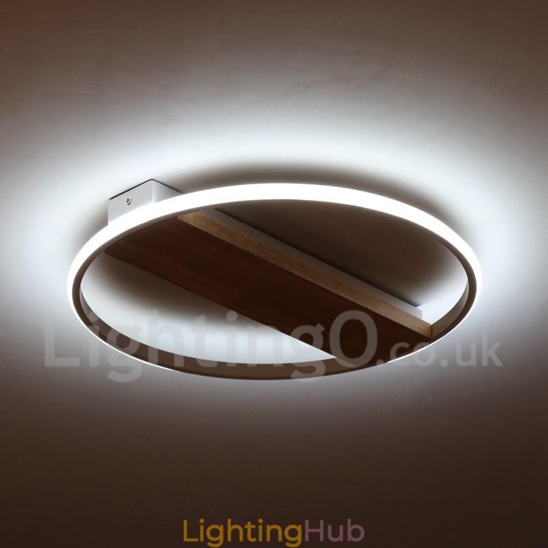 Dimmable White Round Wood Ceiling Light Ultrathin Ceiling Lamp Also Can Be Used As Wall Light