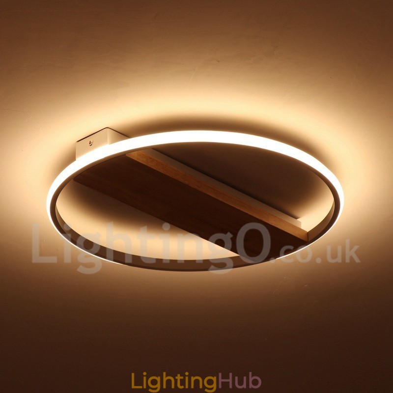 Dimmable White Round Wood Ceiling Light Ultrathin Ceiling Lamp Also Can Be Used As Wall Light