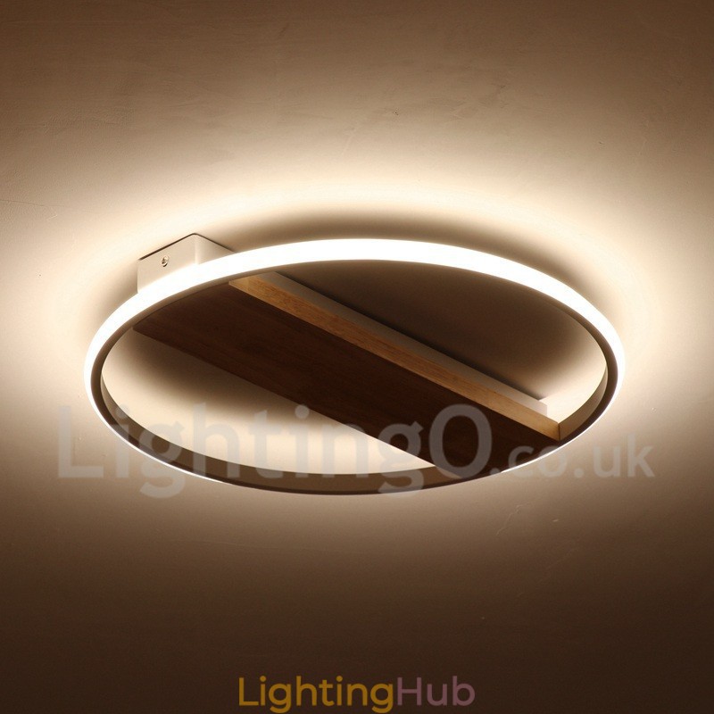 Dimmable White Round Wood Ceiling Light Ultrathin Ceiling Lamp Also Can Be Used As Wall Light