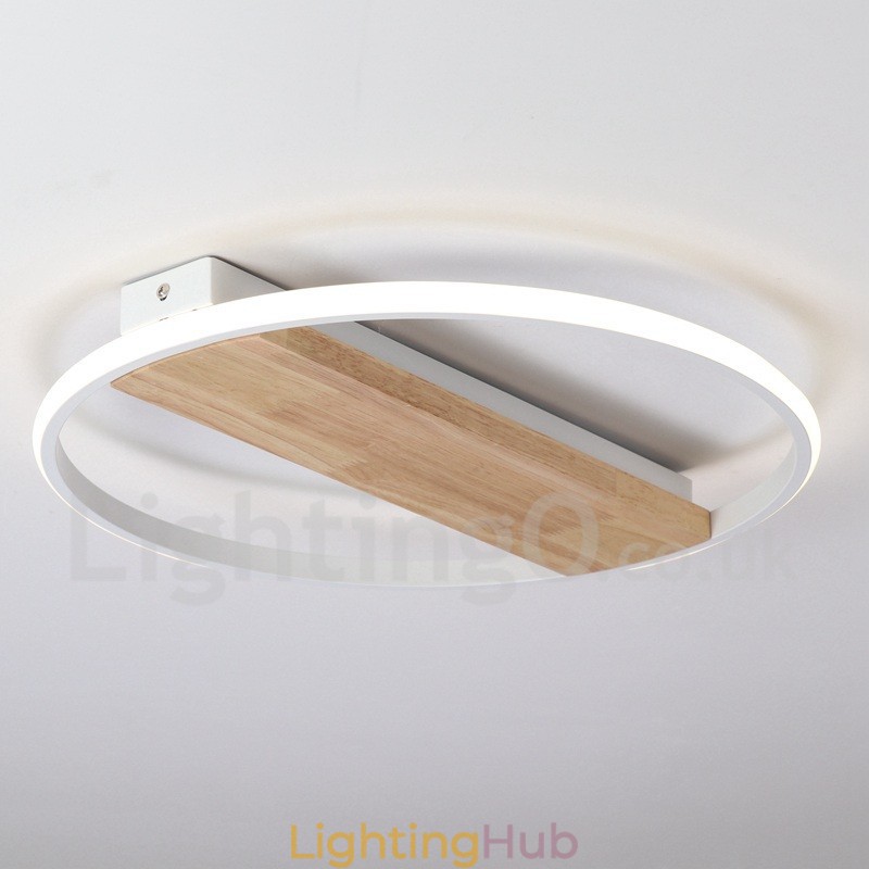 Dimmable White Round Wood Ceiling Light Ultrathin Ceiling Lamp Also Can Be Used As Wall Light
