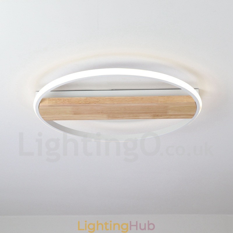 Dimmable White Round Wood Ceiling Light Ultrathin Ceiling Lamp Also Can Be Used As Wall Light
