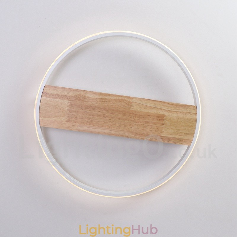 Dimmable White Round Wood Ceiling Light Ultrathin Ceiling Lamp Also Can Be Used As Wall Light