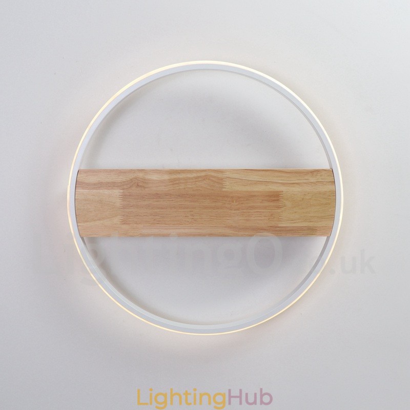 Dimmable White Round Wood Ceiling Light Ultrathin Ceiling Lamp Also Can Be Used As Wall Light