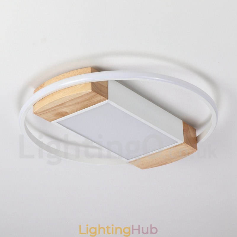 Dimmable White Round Wood Ceiling Light Ultrathin Ceiling Lamp Also Can Be Used As Wall Light