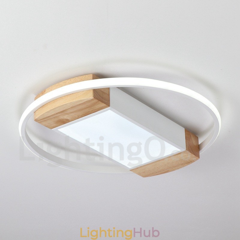 Dimmable White Round Wood Ceiling Light Ultrathin Ceiling Lamp Also Can Be Used As Wall Light