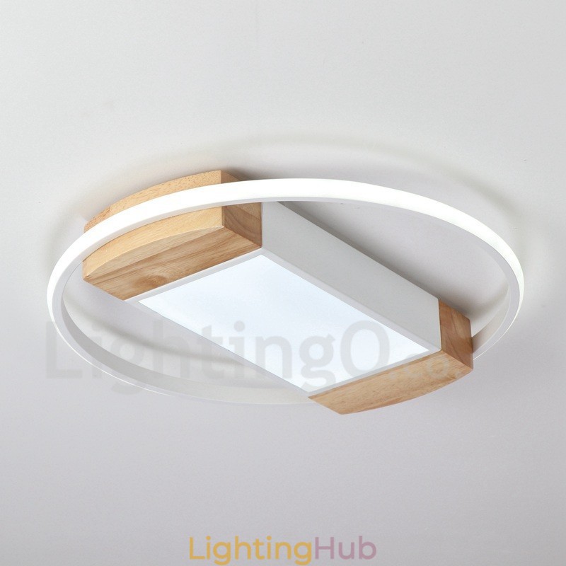 Dimmable White Round Wood Ceiling Light Ultrathin Ceiling Lamp Also Can Be Used As Wall Light