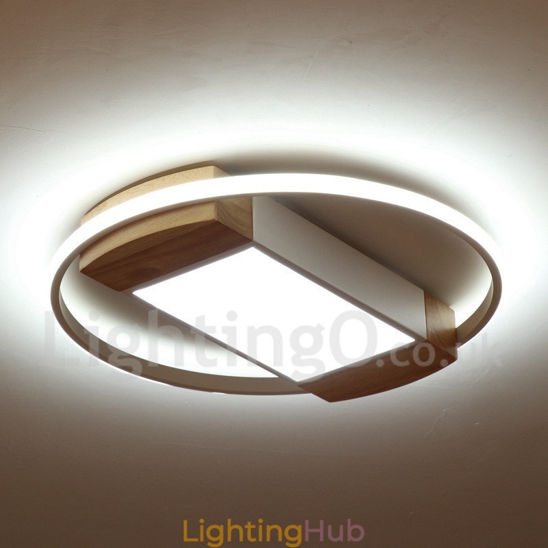Dimmable White Round Wood Ceiling Light Ultrathin Ceiling Lamp Also Can Be Used As Wall Light