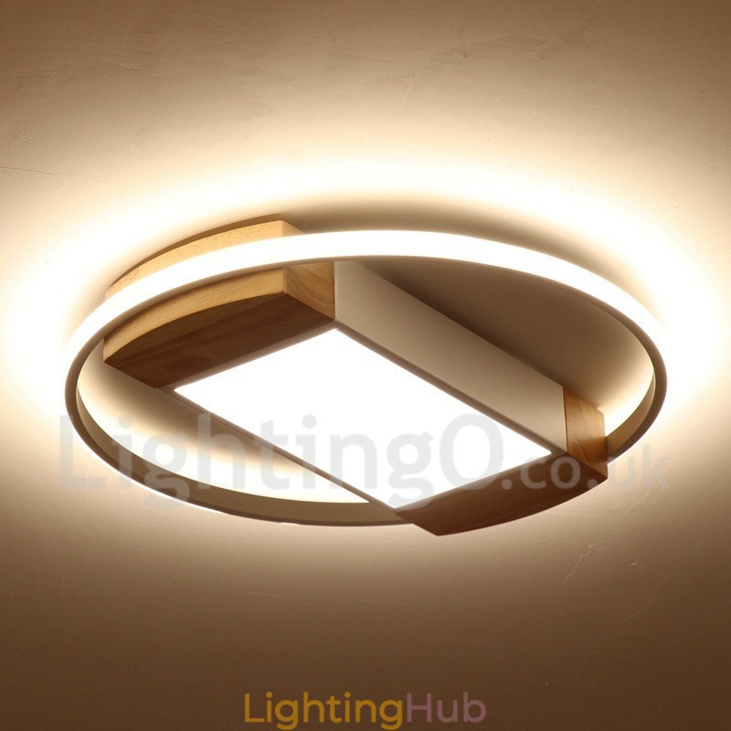 Dimmable White Round Wood Ceiling Light Ultrathin Ceiling Lamp Also Can Be Used As Wall Light
