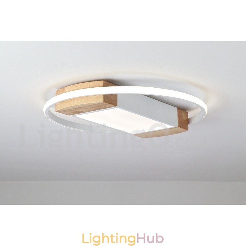 Dimmable White Round Wood Ceiling Light Ultrathin Ceiling Lamp Also Can Be Used As Wall Light