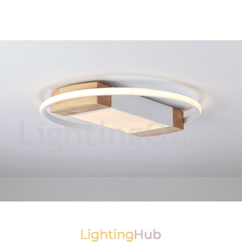 Dimmable White Round Wood Ceiling Light Ultrathin Ceiling Lamp Also Can Be Used As Wall Light