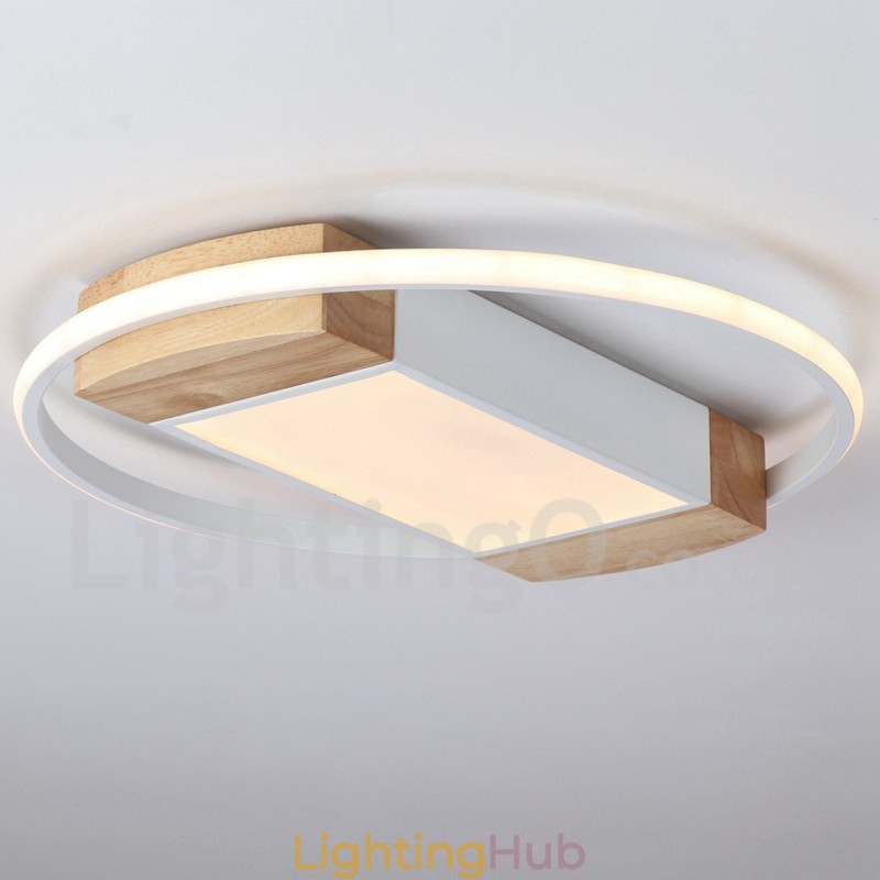 Dimmable White Round Wood Ceiling Light Ultrathin Ceiling Lamp Also Can Be Used As Wall Light