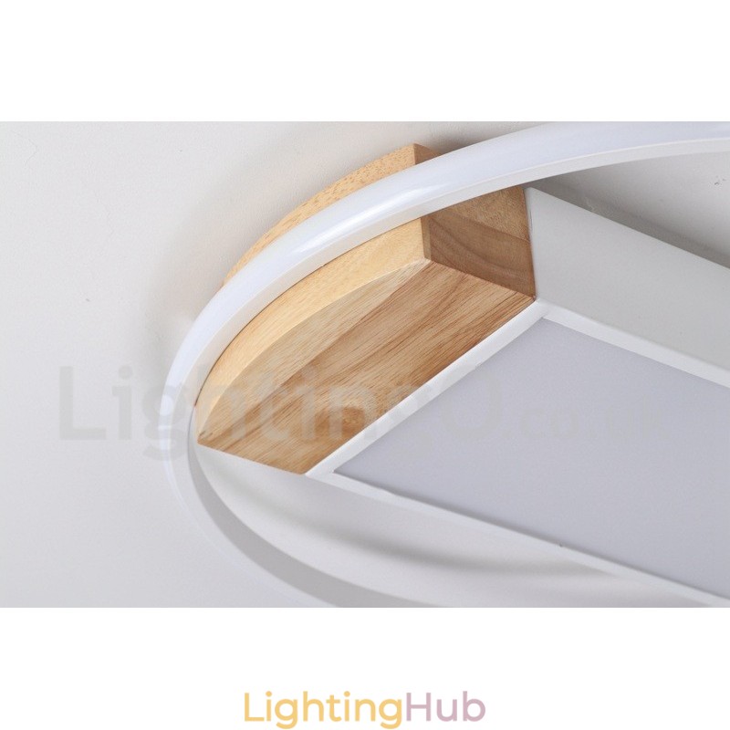 Dimmable White Round Wood Ceiling Light Ultrathin Ceiling Lamp Also Can Be Used As Wall Light