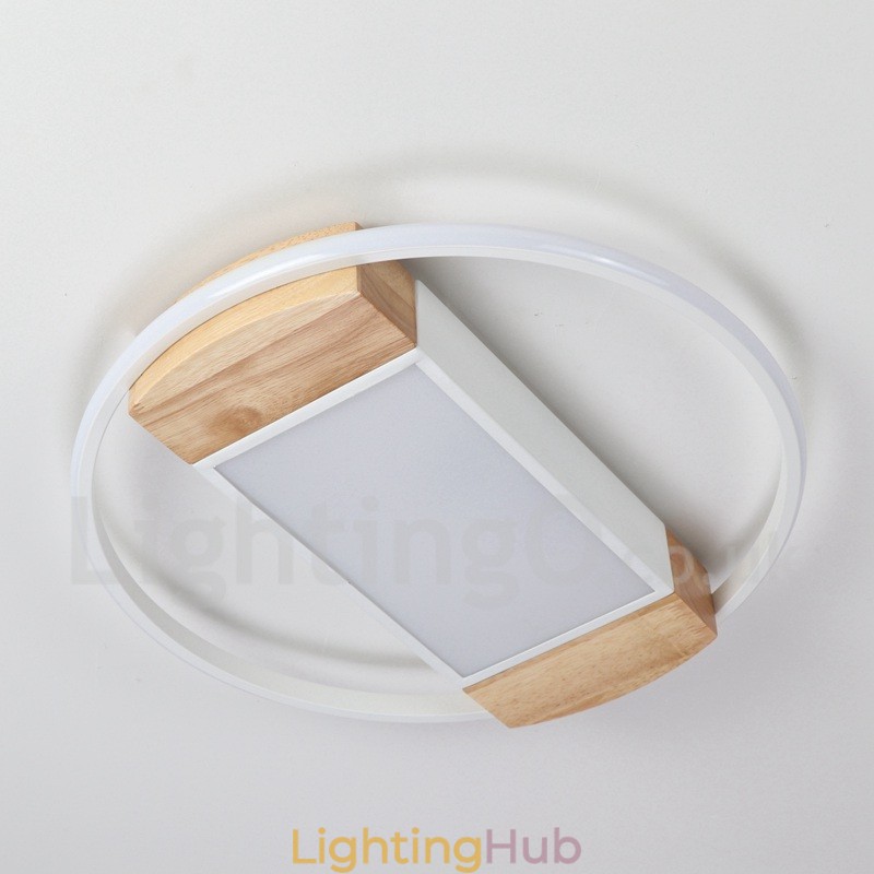 Dimmable White Round Wood Ceiling Light Ultrathin Ceiling Lamp Also Can Be Used As Wall Light