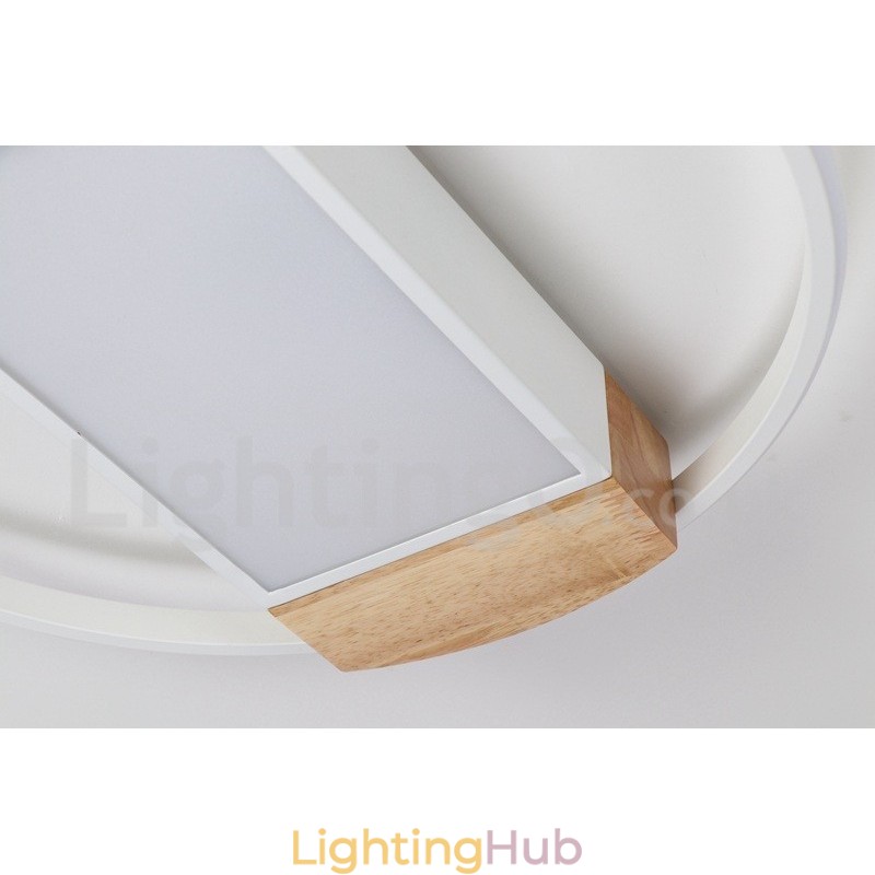 Dimmable White Round Wood Ceiling Light Ultrathin Ceiling Lamp Also Can Be Used As Wall Light
