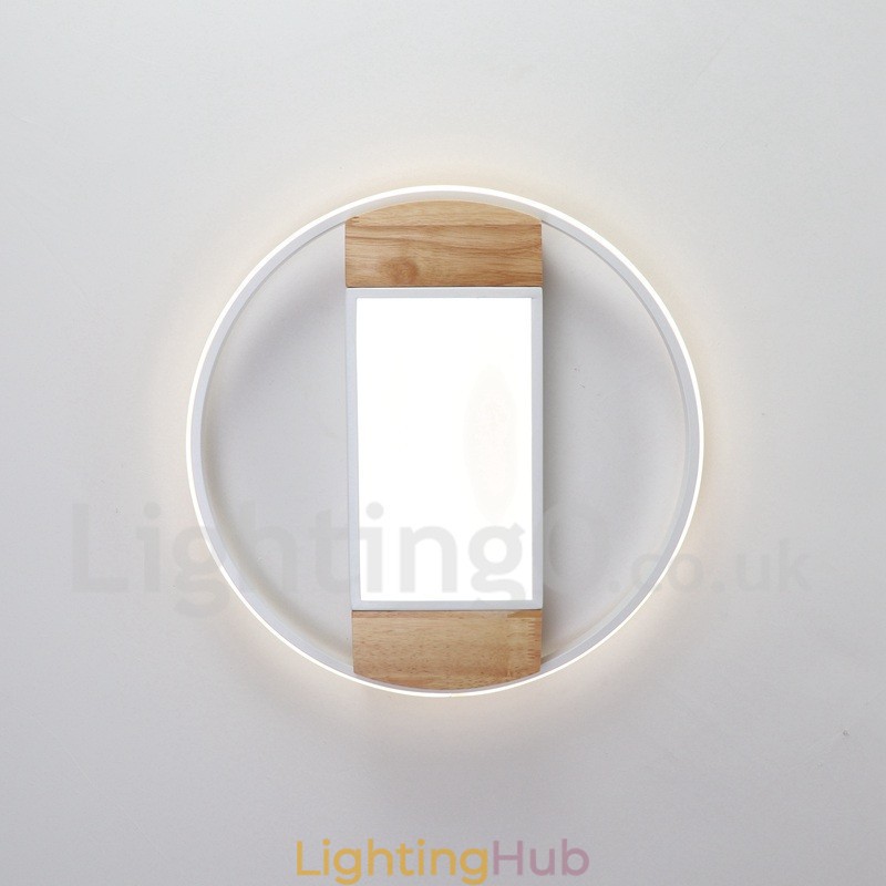 Dimmable White Round Wood Ceiling Light Ultrathin Ceiling Lamp Also Can Be Used As Wall Light