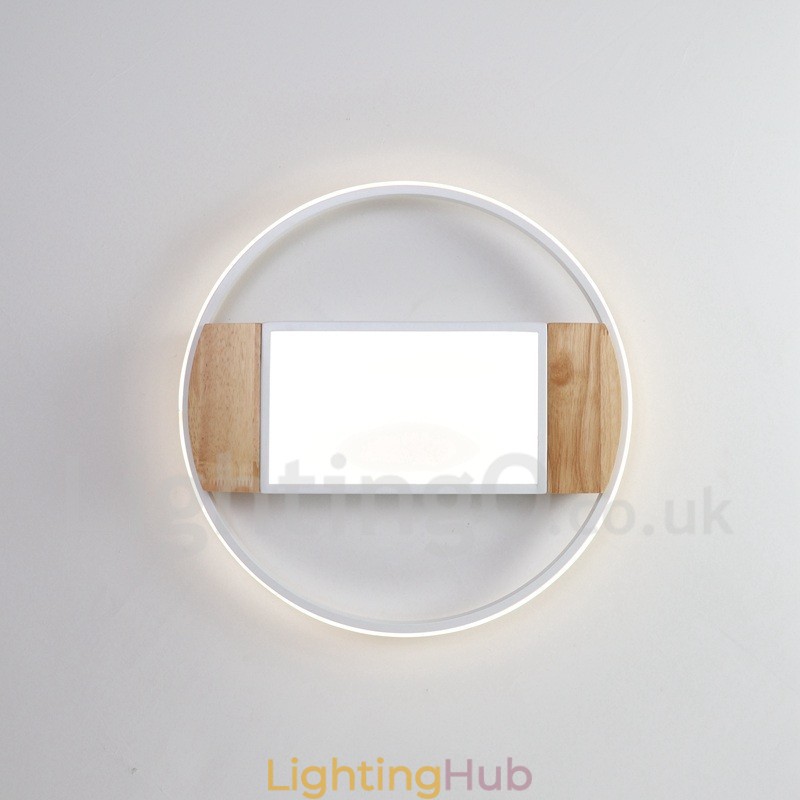 Dimmable White Round Wood Ceiling Light Ultrathin Ceiling Lamp Also Can Be Used As Wall Light