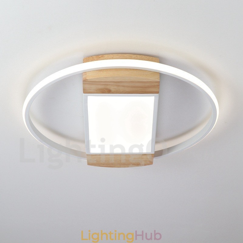 Dimmable White Round Wood Ceiling Light Ultrathin Ceiling Lamp Also Can Be Used As Wall Light