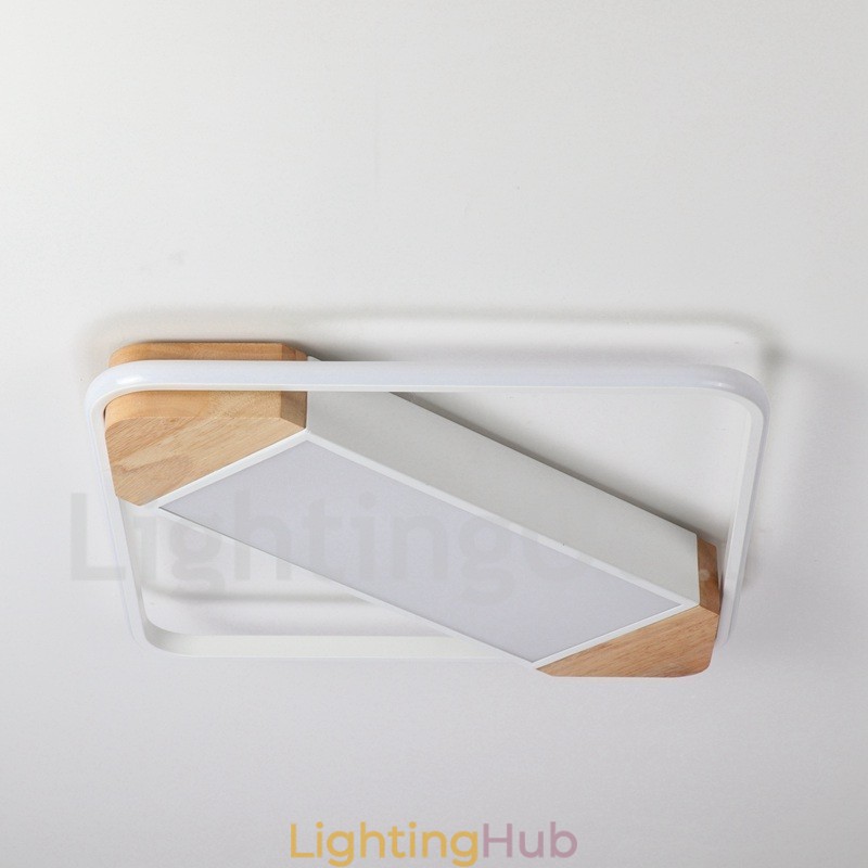 Dimmable White Square Wood Ceiling Light Ultrathin Ceiling Lamp Also Can Be Used As Wall Light