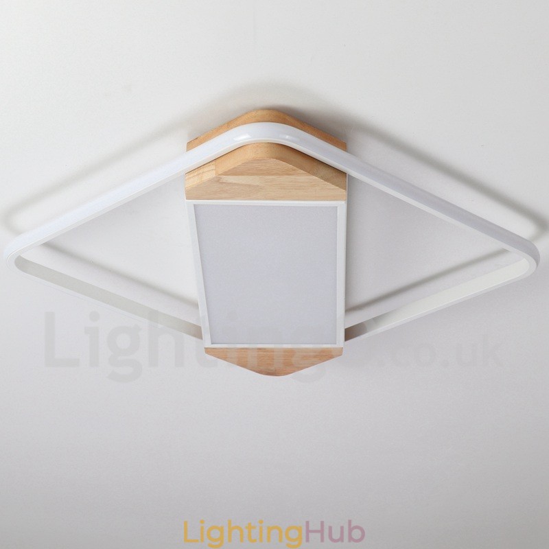 Dimmable White Square Wood Ceiling Light Ultrathin Ceiling Lamp Also Can Be Used As Wall Light