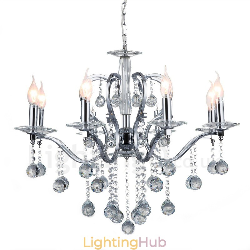 Chrome Elegant Crystal Candle Chandelier