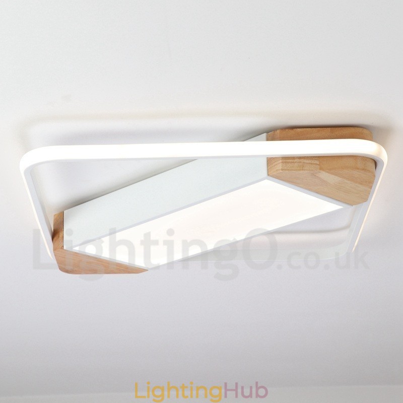 Dimmable White Square Wood Ceiling Light Ultrathin Ceiling Lamp Also Can Be Used As Wall Light