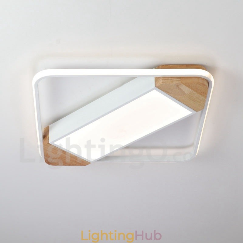 Dimmable White Square Wood Ceiling Light Ultrathin Ceiling Lamp Also Can Be Used As Wall Light