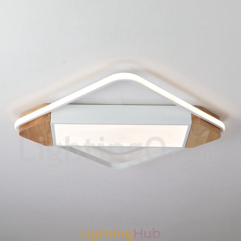Dimmable White Square Wood Ceiling Light Ultrathin Ceiling Lamp Also Can Be Used As Wall Light