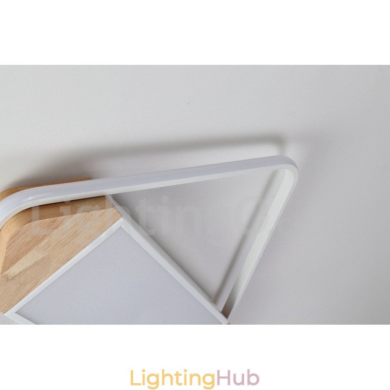 Dimmable White Square Wood Ceiling Light Ultrathin Ceiling Lamp Also Can Be Used As Wall Light