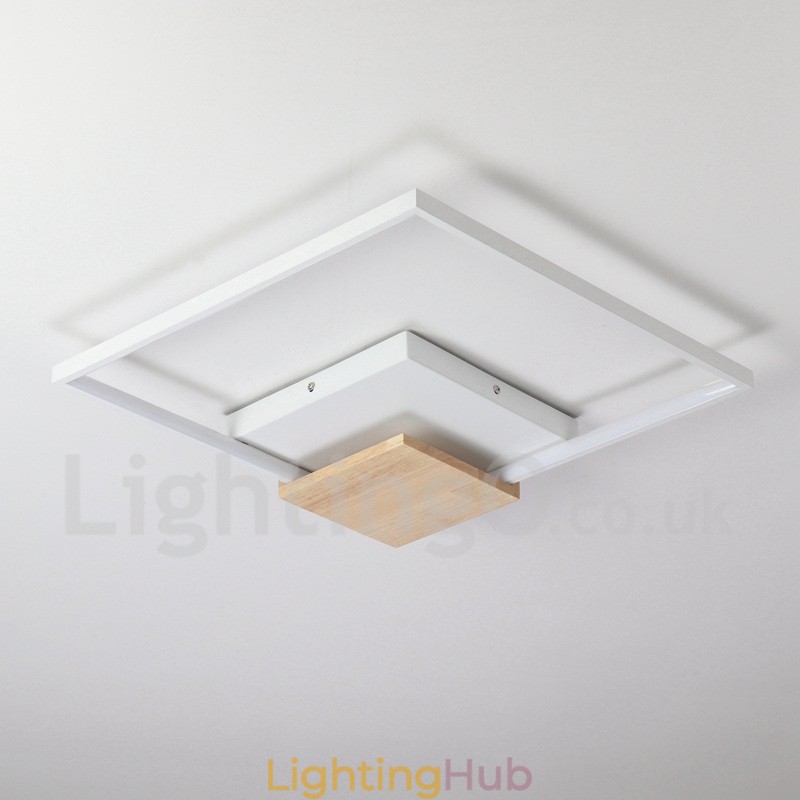 Dimmable White Square Wood Ceiling Light Ultrathin Ceiling Lamp Also Can Be Used As Wall Light