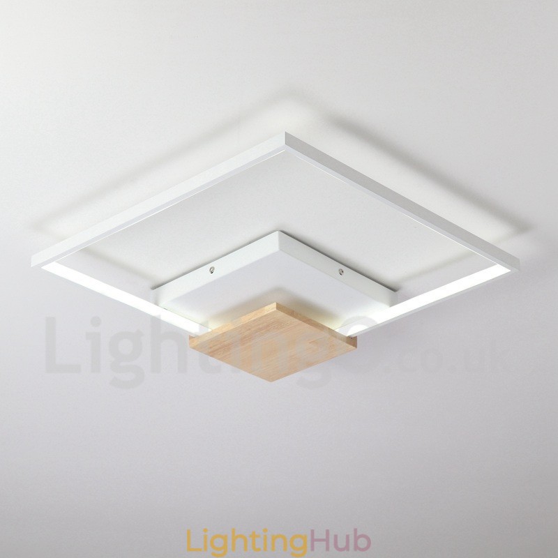 Dimmable White Square Wood Ceiling Light Ultrathin Ceiling Lamp Also Can Be Used As Wall Light