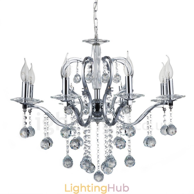 Chrome Elegant Crystal Candle Chandelier