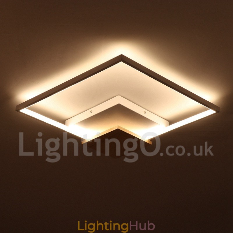 Dimmable White Square Wood Ceiling Light Ultrathin Ceiling Lamp Also Can Be Used As Wall Light