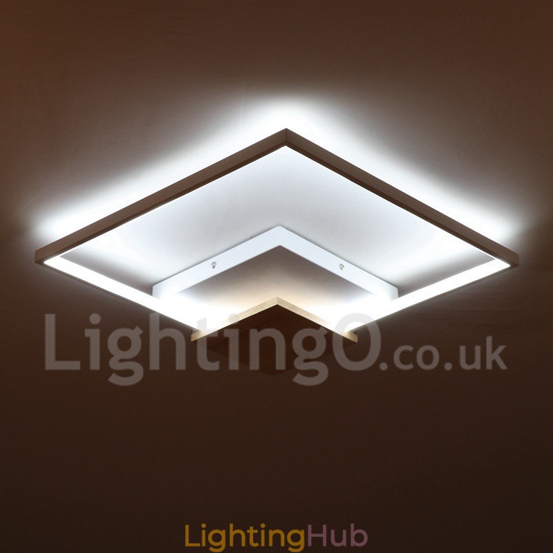 Dimmable White Square Wood Ceiling Light Ultrathin Ceiling Lamp Also Can Be Used As Wall Light