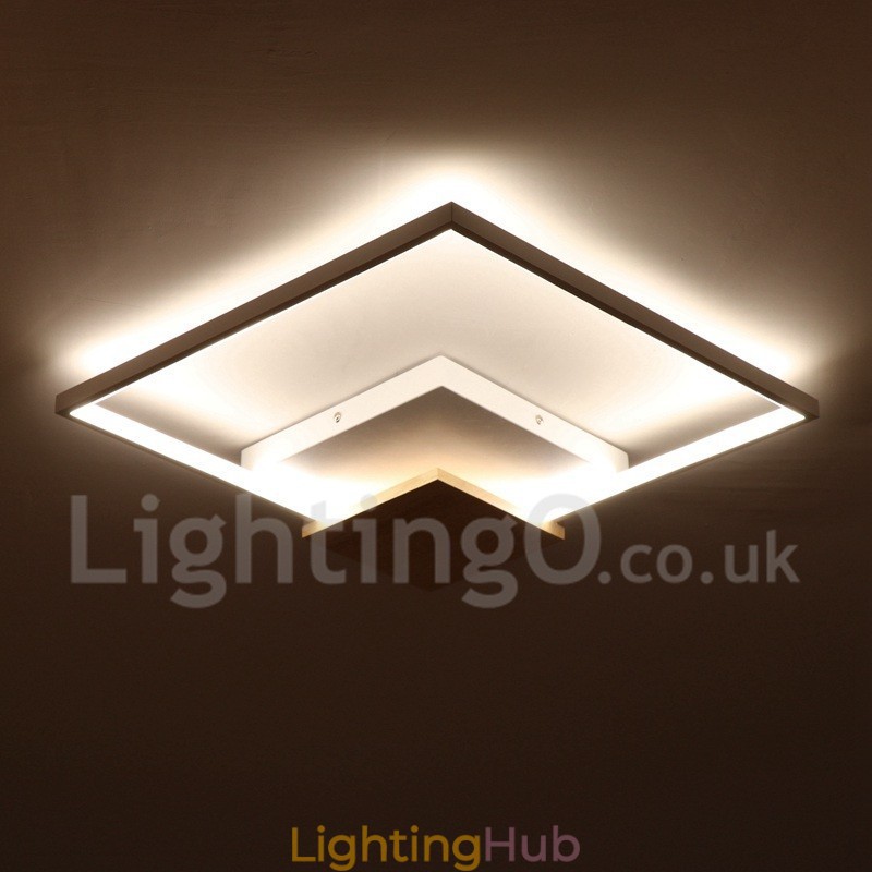 Dimmable White Square Wood Ceiling Light Ultrathin Ceiling Lamp Also Can Be Used As Wall Light