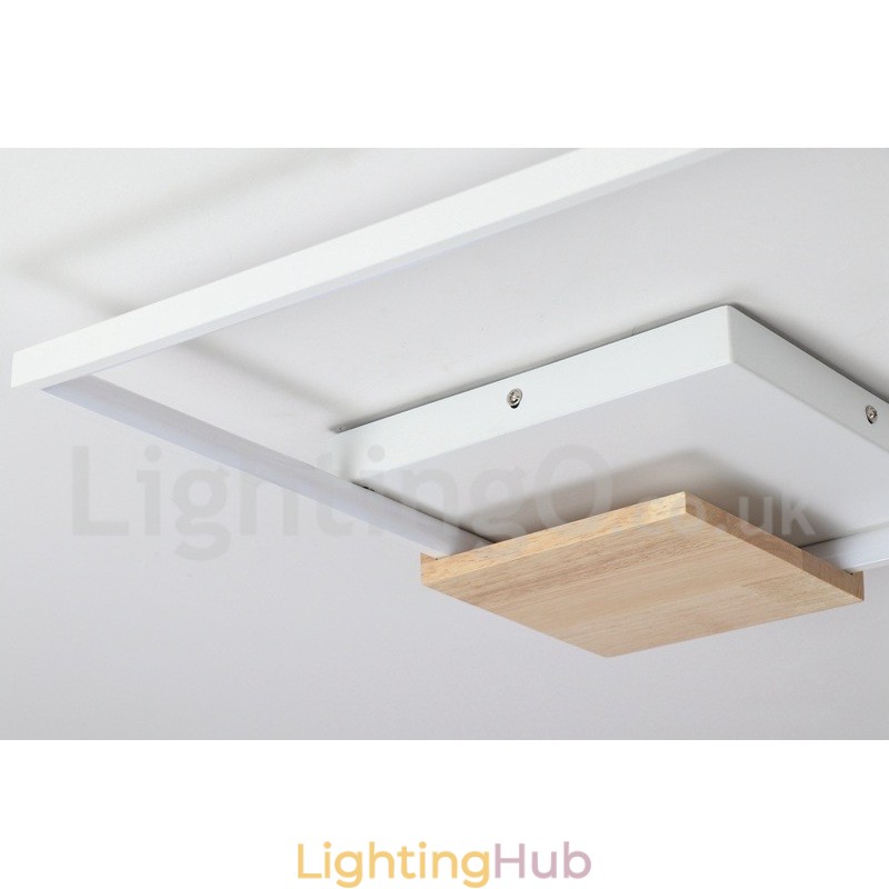 Dimmable White Square Wood Ceiling Light Ultrathin Ceiling Lamp Also Can Be Used As Wall Light