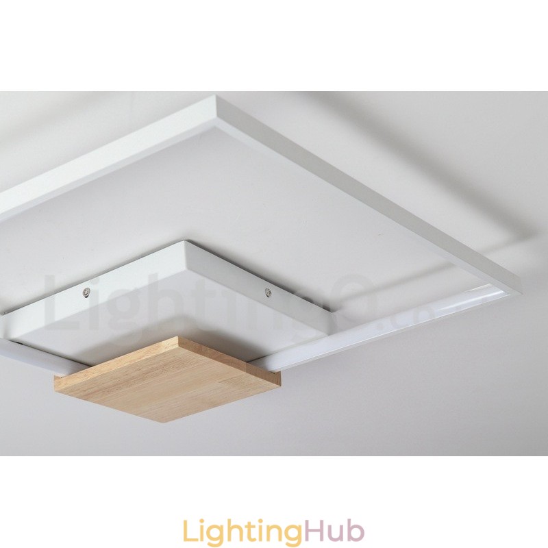 Dimmable White Square Wood Ceiling Light Ultrathin Ceiling Lamp Also Can Be Used As Wall Light