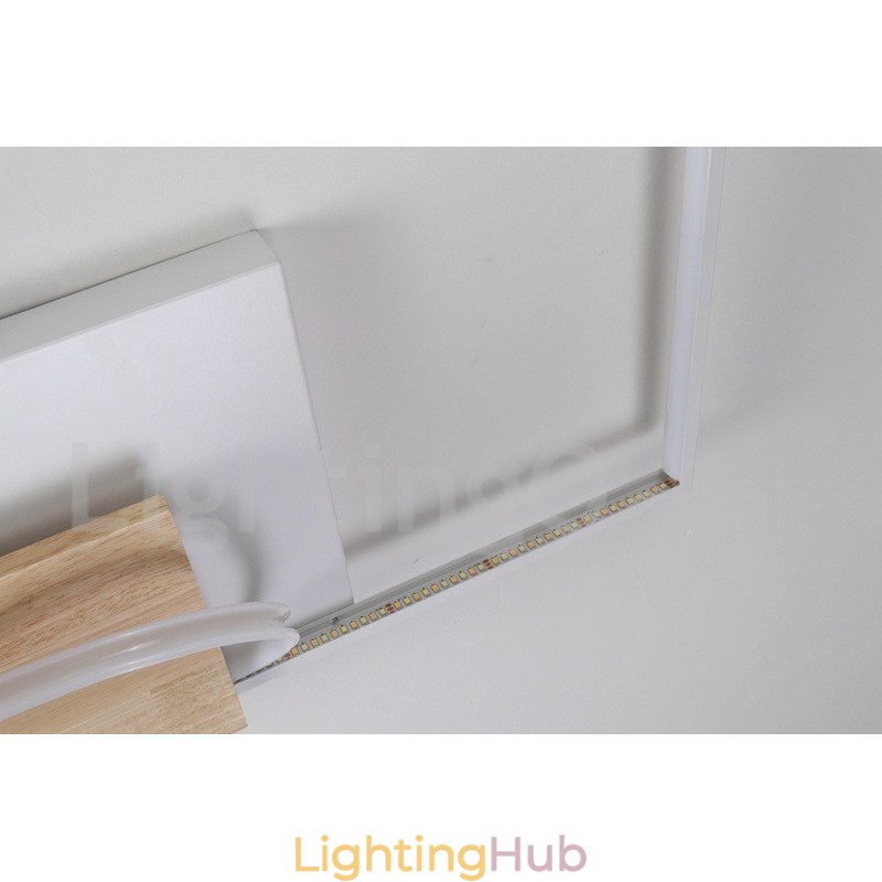 Dimmable White Square Wood Ceiling Light Ultrathin Ceiling Lamp Also Can Be Used As Wall Light